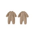 thumbnail image 2 of RUINIXCW Infant Baby Boy Spring Fall Clothes 1 3 6 9 12 18 Months Textured Romper One Piece Outfit Long Sleeve Button Down Collar Jumpsuit with Chest Pockets, 2 of 9