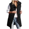 thumbnail image 3 of FUZHIQ Long Puffer Vests for Women Puffer Vest Lightweight Sleeveless Warm Button Full Zip Up Fall Winter Coat Outerwear Puffer Vests Hooded Black, 3 of 5