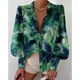 thumbnail image 3 of BTFBM Women Fashion Button Down Shirts V Neck Boho Printed Long Sleeve Blouses Dressy Casual Spring Fall Tops, 3 of 6