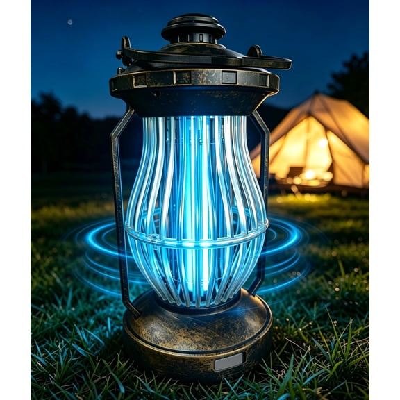 Rechargeable Bug Zapper,Vintage Hanging Light Lamp Mosquito & Fly Killer Trap for Indoor & Outdoor Backyard and Patio