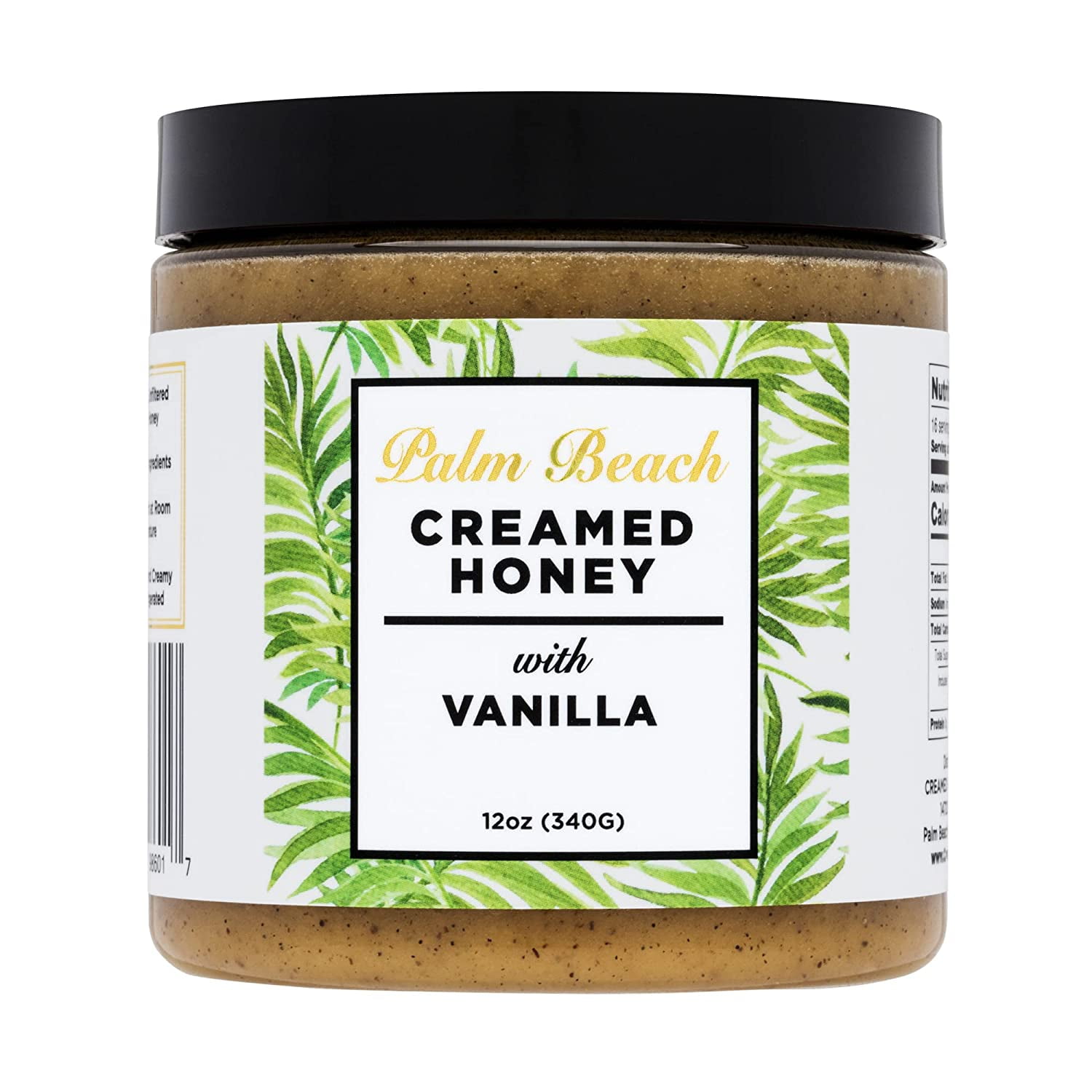 Palm Beach Creamed Honey with Vanilla, Whipped Natural Wildflower Honey, Kosher Certified, 12 Ounces