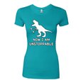 thumbnail image 2 of Wild Bobby, Unstoppable T Rex Funny, Pop Culture, Women Slim Fit Junior Tee, Tahiti Blue, X-Large, 2 of 4