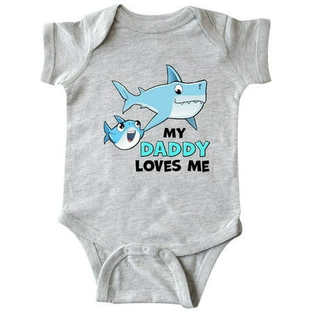 

Inktastic My Daddy Loves Me with Cute Sharks Gift Baby Boy or Baby Girl Bodysuit