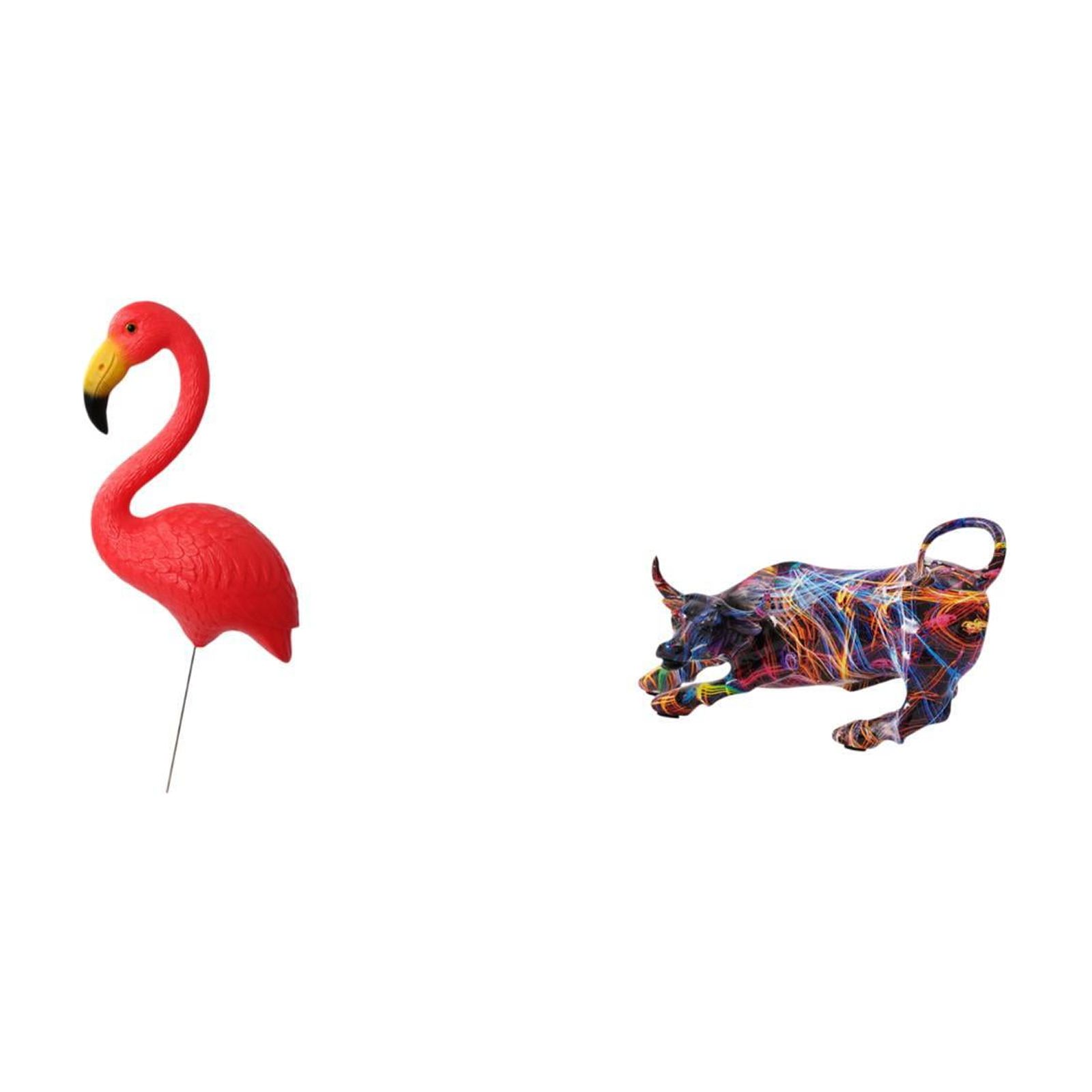 Miulika Bird Bull Statue Figurine Yard Art Ornament Modern Resin Sculpture Colorful Feng Shui Animals Collection for Holiday Spring Garden