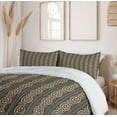 thumbnail image 6 of Ambesonne Damask Duvet Cover Set, Vertical Floral Tribal Style, Queen, Tan and Dark Grey, 6 of 6