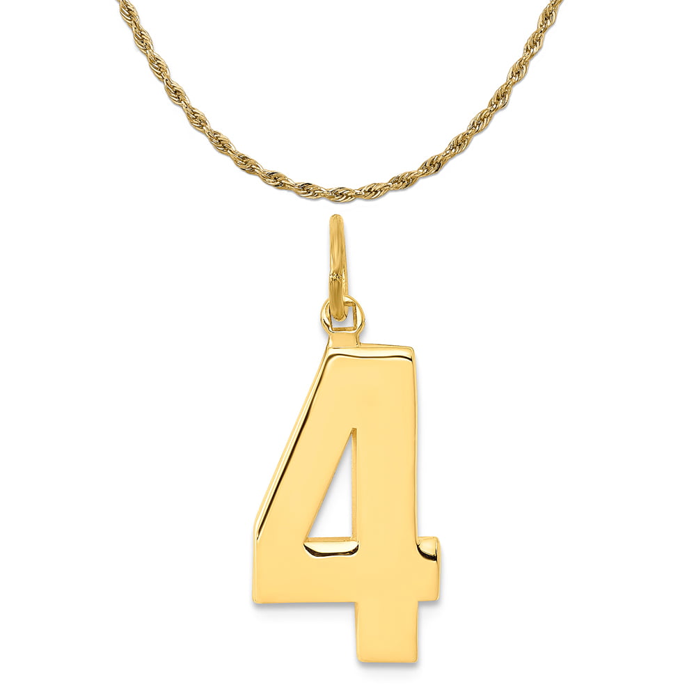 14k Yellow Gold Casted Large Polished Number 4 Charm