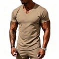 thumbnail image 2 of Jalioing Short Sleeve Workout Tops for Men Breathable Quick Dry Muscle Tee Solid Color V Neck Summer Casual Sport Shirt, 2 of 9