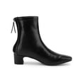 thumbnail image 3 of BLISSFUL STEP Women's Ankle Boots Faux Leather Square Toe Block Heel Zip Up Booties Black 5, 3 of 7