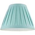 thumbnail image 3 of Turquoise Linen Box Pleat Medium Empire Lamp Shade 7"" Top x 14"" Bottom x 11"" Slant x 11"" High (Spider) Replacement with Harp and Finial - Springcrest, 3 of 4