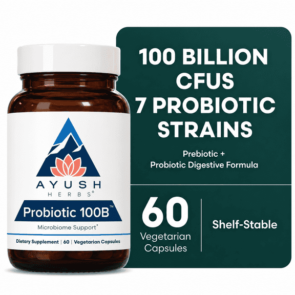 Ayush Herbs Probiotics Supplement for Digestion and Gut Health, 60 Capsules