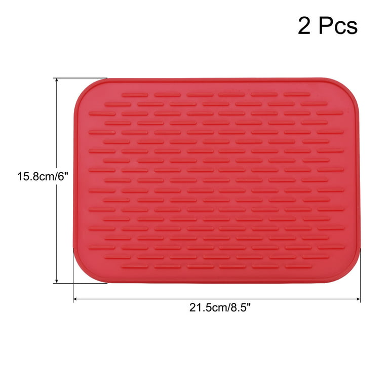 Unique Bargains Kitchen Silicone Dish Drying Mat Set Under Sink Drain Pad  Heat Resistant Red 8.5 x 6 x 0.24 inch