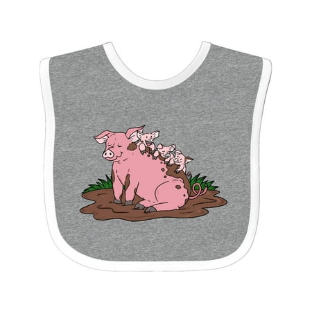 

Inktastic Cute Pig Family Playing in Mud Gift Baby Boy or Baby Girl Bib