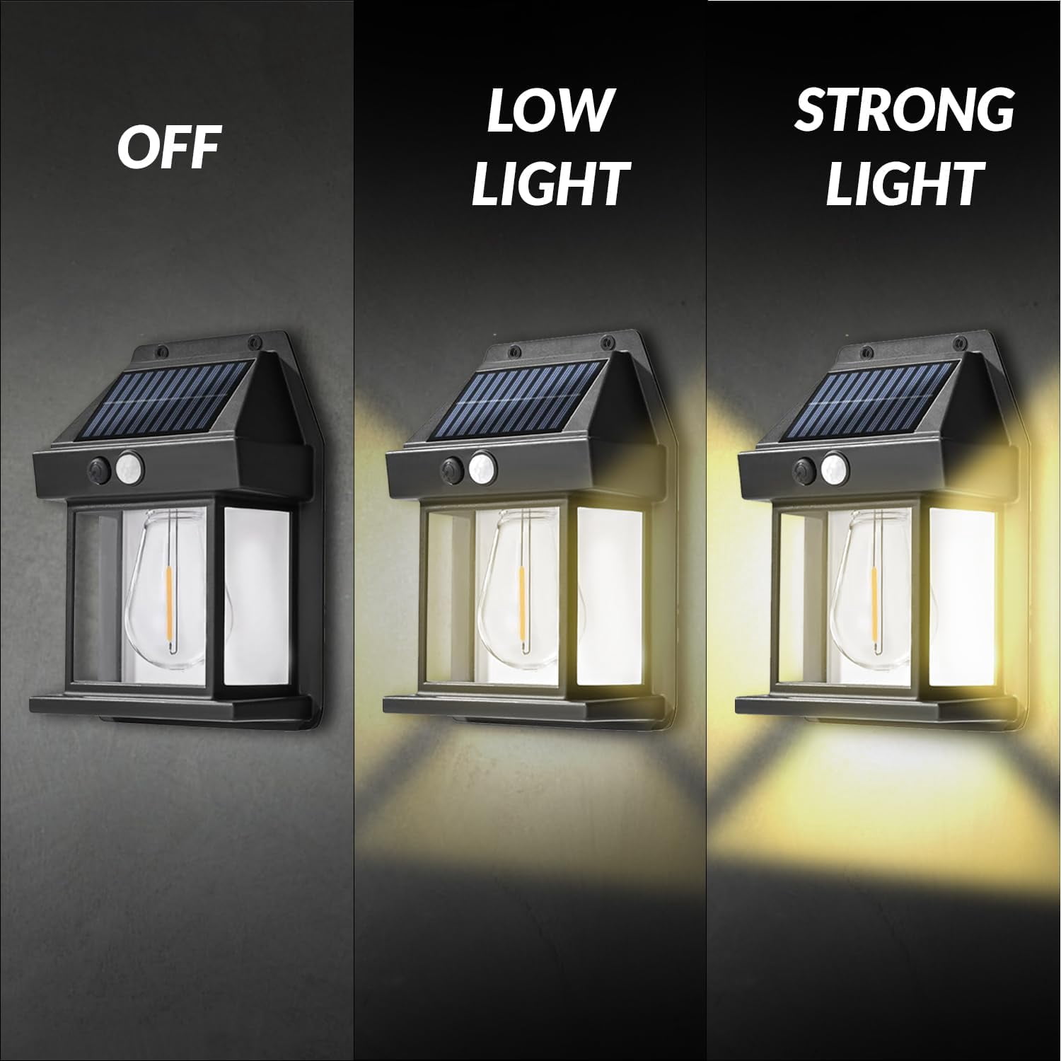 Solar Wall Lights, 2 Pcs Motion Sensor Lanterns, Waterproof Outdoor Led Fixtures , Wall Mount Light Sconces For Outside Patio Fence Yard Garage