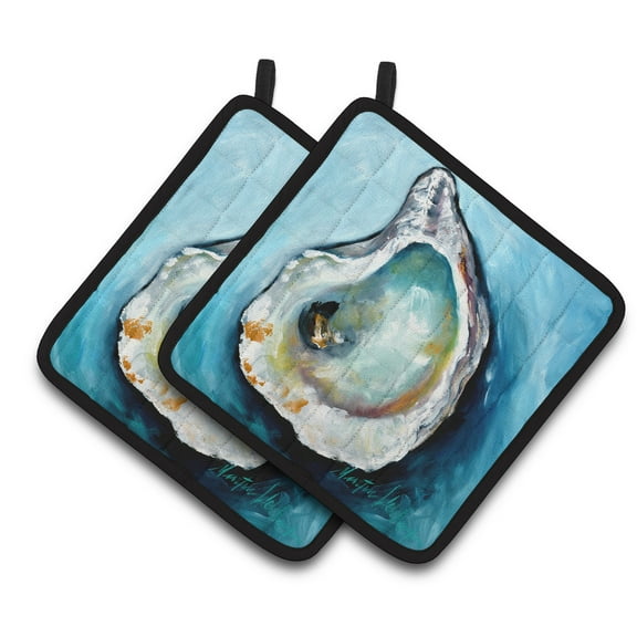 Carolines Treasures MW1332PTHD Oyster J Mac Pair of Pot Holders , 7.5HX7.5W, multicolor