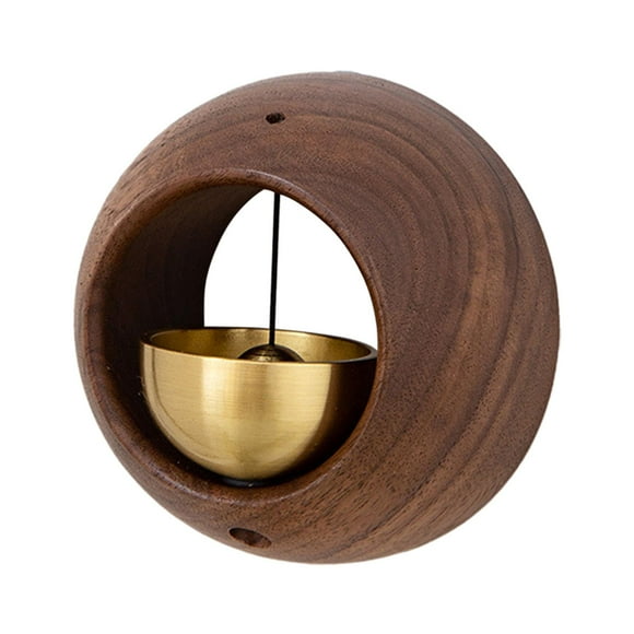 Cloche de Commerçant Ronde Petite Cloche de Porte en Bois pour Entrée Bureau Restaurant Brun Foncé