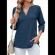 thumbnail image 2 of Blusa Informal con Cuello en V para Mujer, con Ojales, Bordada y Hueca, Ideal para Playa y Vestir. Azul Oscuro L, 2 of 10