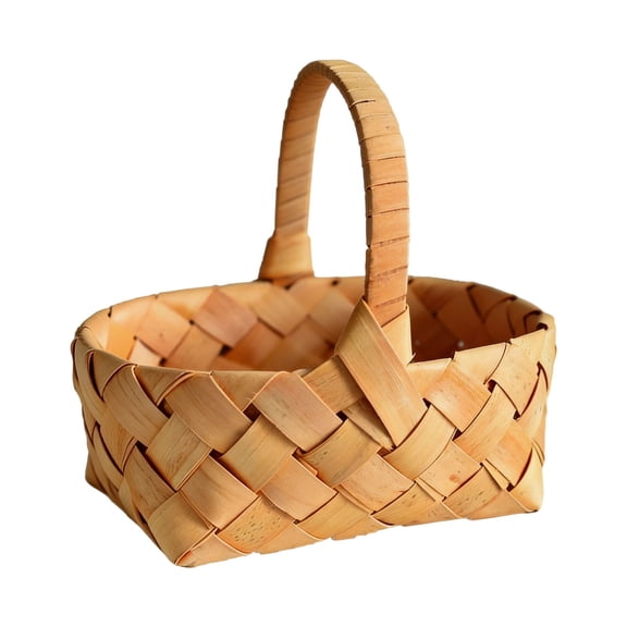 Hand Woven Wood Basket Versatile Storage Organizer for Farmers Market Picnics and Home Decor, Basket for Fruits Vegetables and Flowers - Natural Farmhouse Shelf Container Use