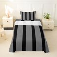 thumbnail image 2 of Castle Fairy Tribal Thin Vertical Stripe Twin Sheets 3pcs,Minimalism Wide Band Bedding,Black White,1 Flat Sheet, 1 Fitted Sheet and 1 Pillowcase, 2 of 7