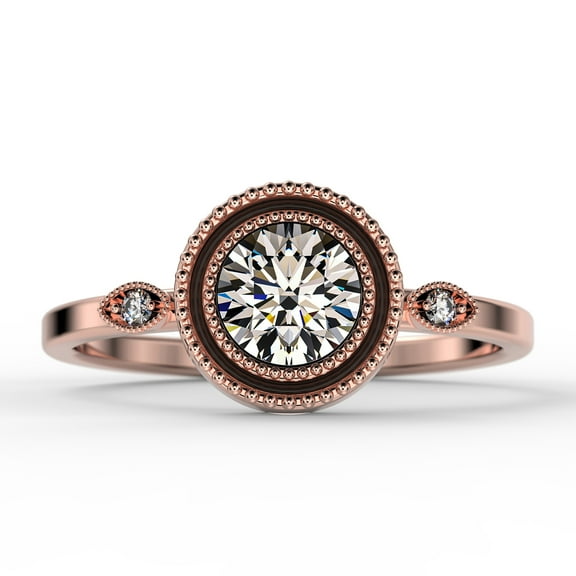 Gorgeous Art nouvea 1.10 Carat Round Cut Antique Diamond Moissanite Engagement Ring, Classic Boho Moissanite Wedding Ring in 10k Solid Rose Gold, Gift For Her, Promise Ring, Anniversary Gift