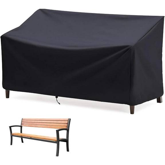 Tletseagh Outdoor Bench Cover, 210D Heavy Duty 2-Seater Patio Bench Furniture Covers with Air Vents, All Weather Resistant Bench Cover for Patio Furniture, 53L x 26W x 35H inches