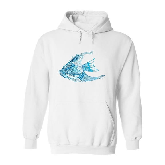 Blue Angel Fish With Patterns Hoodie Women -Image by Shutterstock, Female Medium