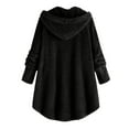 thumbnail image 3 of LoyisViDion Women Coats Plus Size Clearance Women Plus Size Button Plush Tops Hooded Loose Cardigan Wool Coat Winter Jacket Rollbacks Black 14(Xxxl), 3 of 7