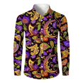 thumbnail image 3 of Fgvctg Mens Button Down Shirt Mardi Gras Carnival Party Long Sleeve V Neck Blouse Collared Plus Size Mask Print Shirt Multicolored Business Casual Tops Purple Pink 2XL, 3 of 5