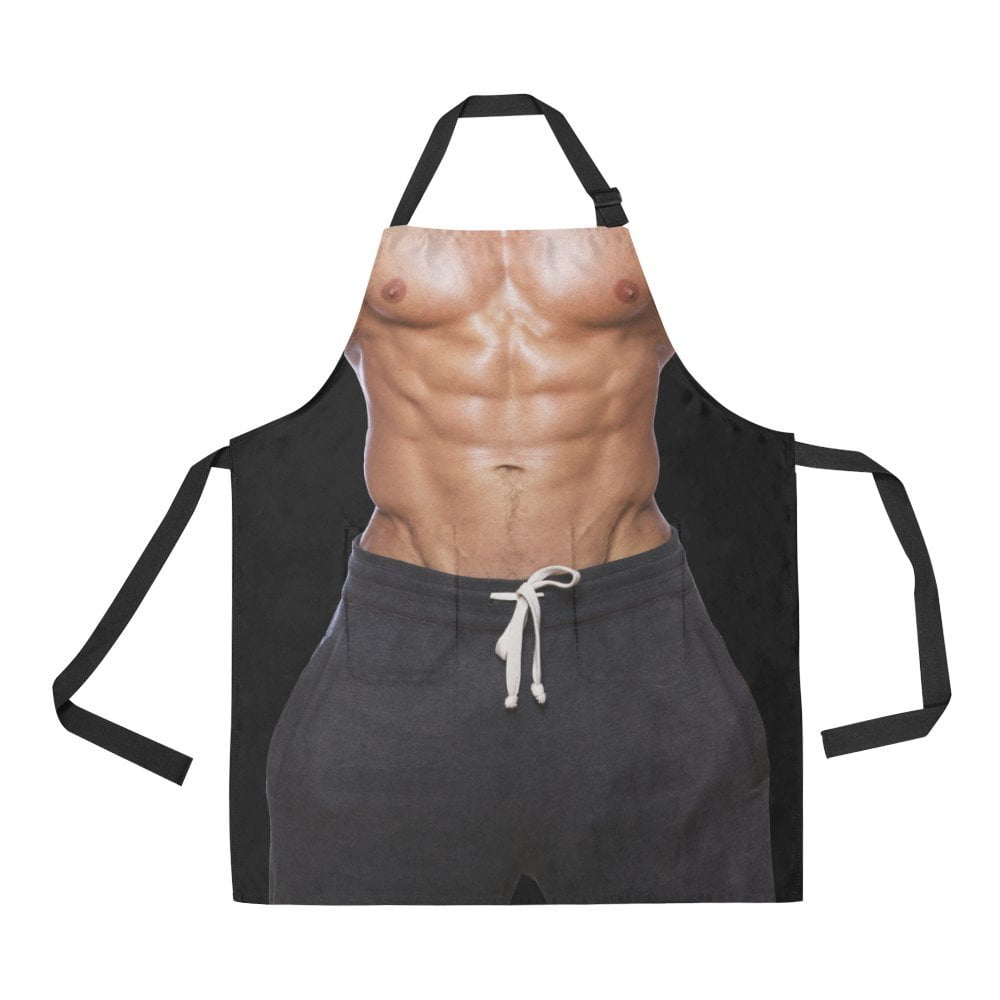 ASHLEIGH Hipster Funny Beauty Muscle Masculine Man Unisex Adjustable Bib Apron with Pockets for Women Men Girls Chef for Cooking Baking Gardening Crafting