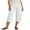 White, variant on LMLYSoH Womens Wide Leg Capris Casual Fold Over Waist Stylish Solid Color Mid Rise Cropped Pants