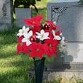 thumbnail image 6 of Dalrosia 2PCS Christmas Artificial Flowers Poinsettia Bouquet Mixed Christmas Bush Winter Flowers Arrangment for Home Kitchen Decor Holiday Cemetery, 6 of 7