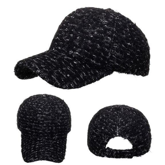 Dyfzdhu Fashion Women Men Sport Solid Color Keep Warm Winter Plush Beach Baseball Cap Hip Hop Hat Sun Black