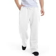 thumbnail image 2 of Mens Big & Tall Open Bottom Sweatpants - Fleece, Drawstring Elastic Waist, Athletic Pants with Pockets White 3XL, 2 of 7