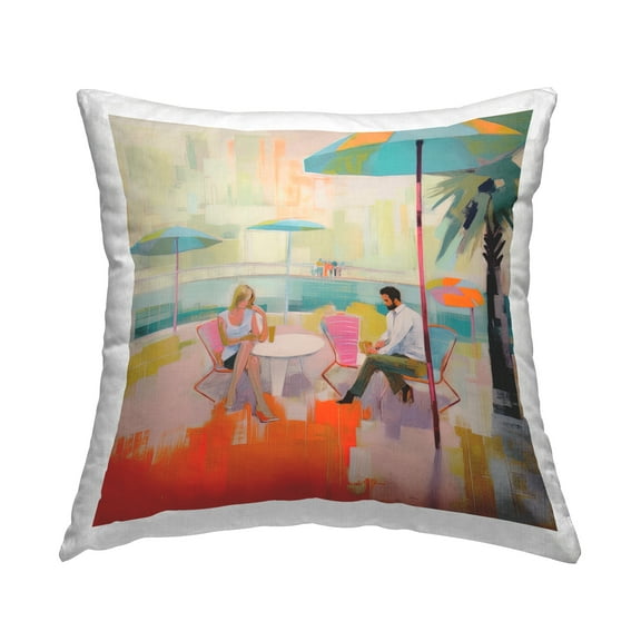 Stupell Industries Abstract Couple at Cafe Decorative Printed Throw Pillow, 18 x 18