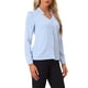 thumbnail image 4 of CAMISA DE BOTONES DE MANGA LARGA CON ESCOTE EN V ELEGANTE PARA MUJERES CHIC S AZUL CLARO, 4 of 6