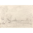thumbnail image 2 of John Constable 14x11 Black Ornate Wood Framed Double Matted Museum Art Print Titled: Salisbury Cathedral from the Meadows (1829), 2 of 5