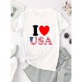thumbnail image 2 of Creative English Love Flag Pattern Print Women's Fashion Trendy Round Neck Short Sleeve, Simple Casual Sports T-shirt, Comfortable Holiday Summer Top Women's Clothing, 2 of 6