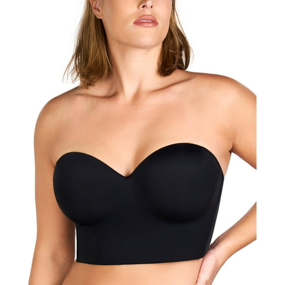 Sujetador Longline sin tirantes HSIA para mujer, soporte antideslizante, negro