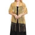 thumbnail image 2 of IYYVV Sequin Shawl and Wrap for Evening Dresses Gold Wedding Sheer Tassel Scarf for Women and Brides Gold, 2 of 4