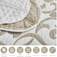 thumbnail image 6 of Chezmoi Collection Oversized Bedspread 128x120, Jacquard Matelasse Floral Damask Design, 5-Piece Lightweight Reversible Microfiber Coverlet Set Textured Dot Border, Super King, Taupe/White, 6 of 9