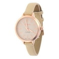 thumbnail image 1 of Women's Geneva Japanese Movement Stainless Steel Back Beige/Rose Gold-Tone Faux Leather Slim Band Watch, 1 of 4
