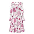 thumbnail image 4 of Renewold Fashion Women Dresses for Wedding Holiday Dance Pink Hearts A Line Sundress Valentine's Day Elastic Corset Midi Dress Size L Comfy Crew Neck Playwear, 4 of 7
