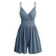 thumbnail image 1 of Karight Summer Casual Sleeveless Romper for Womens Trendy Ribbed Knit V Neck Short Jumpsuit Wide Leg Overalls with Pocket, 1 of 3