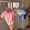 thumbnail image 4 of YunPes Girls Ruffle Short Sleeve T Shirt Lettuce Trim Crew Neck Tops Basic Tee Cute Casual Shirt for Kids Teens Casual Summer Tee, 4 of 9