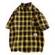 thumbnail image 1 of Camisa de Manga Corta de los Hombres con Estampado a Cuadros, Camisas de Manga Corta Casuales Y de Personalidad, 1 of 2