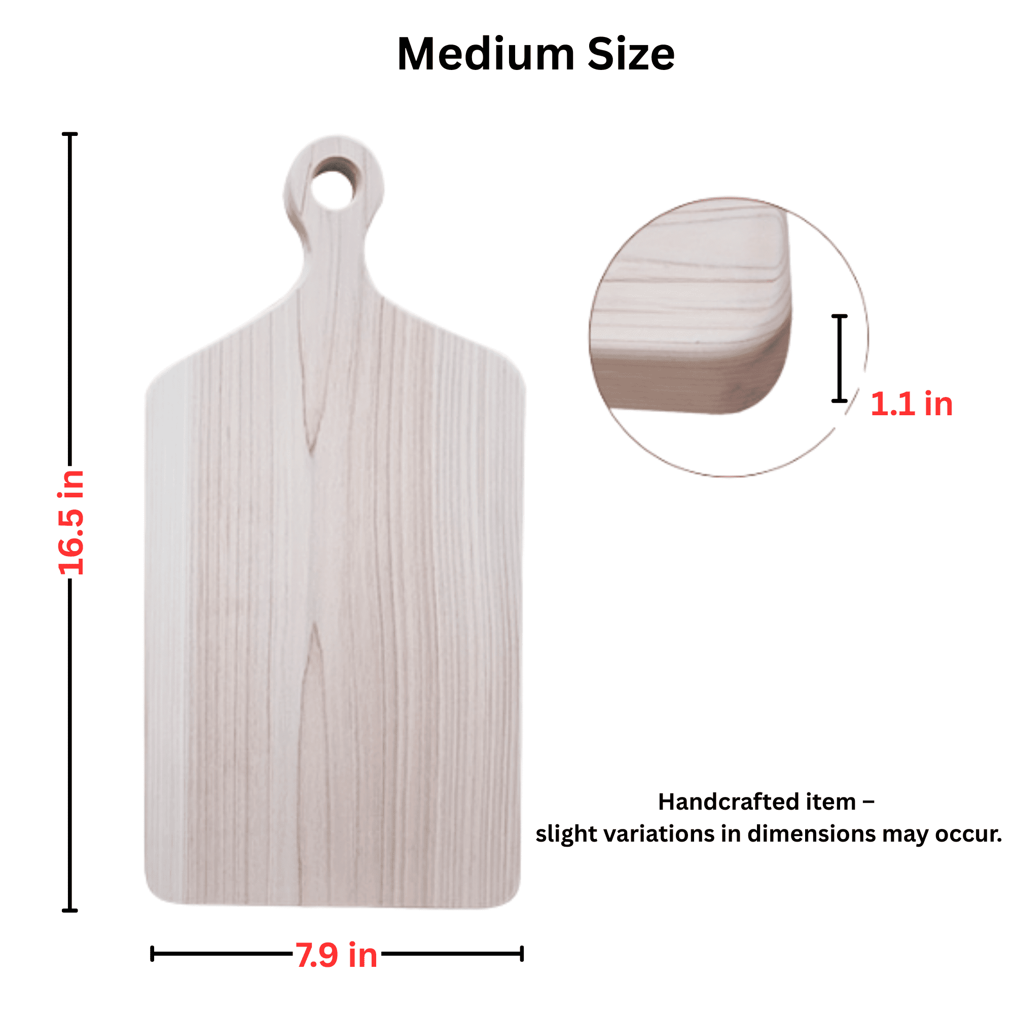 SELECLINE Hinoki Cypress Cutting Board with Handle, 16.5x7.9", 1" Thick, Handmade, Made in Korea