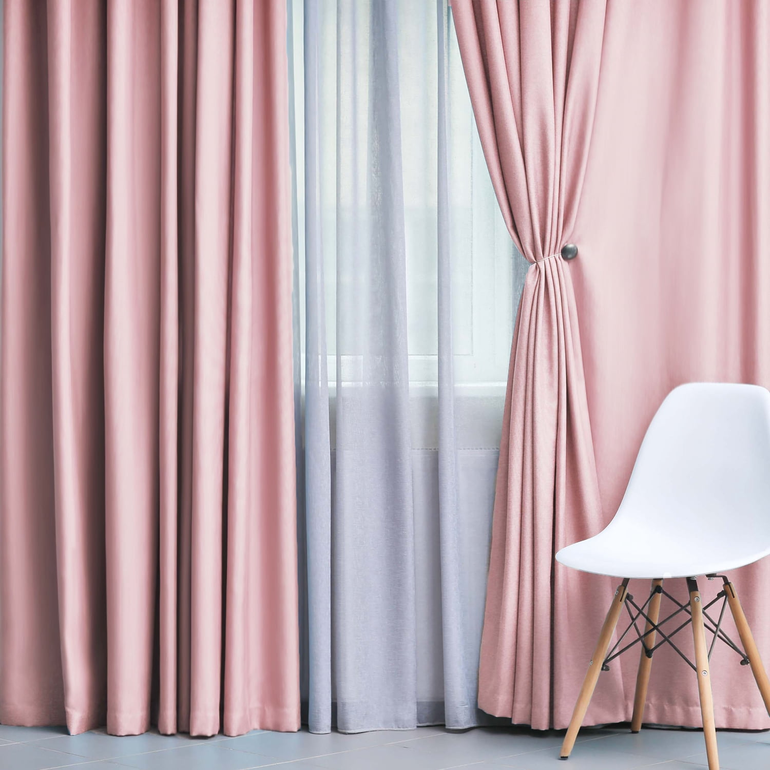 Superior Solid Blackout Curtain Set of 4, 52" x 84", Mauve Chalk