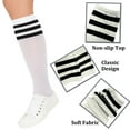 thumbnail image 5 of Couver Women's Athletic Knee High Socks 3 Stripes Cotton Blend White Black 2 Pairs Size 9-11, 5 of 8