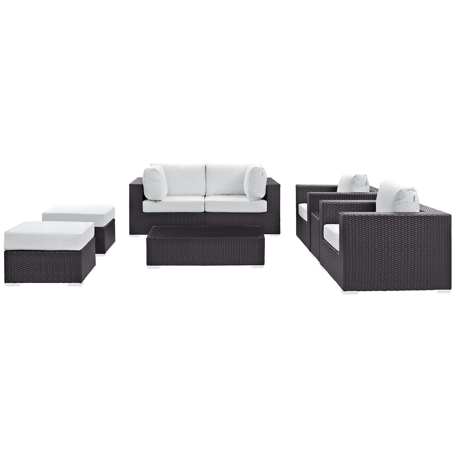 Modway Convene 8 Piece Outdoor Patio Sectional Set in Espresso White - image 4 of 11