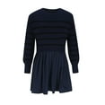 thumbnail image 5 of Ashirexll Womens Winter Dresses, Midi Dresses for Women, Versatile Round Neck Patchwork Loose Striped Long Sleeve Casual, 5 of 7