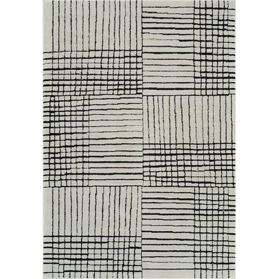 HomeRoots 559021 5 x 8 ft. Abstract Distressed Rectangle Area Rug, Cream & Black
